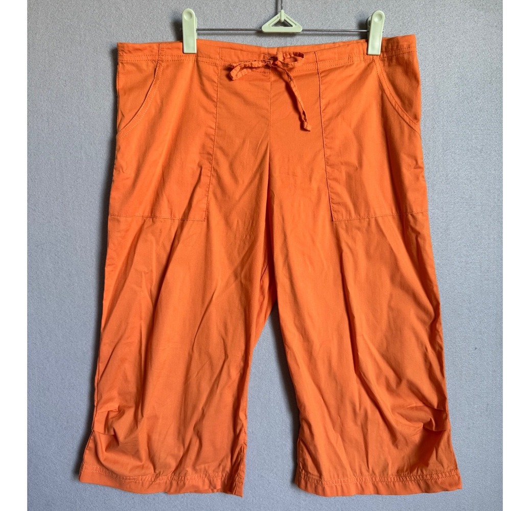 be present Yoga Pants Womens Large Orange Capri Agility Drawstring Lotus Logo